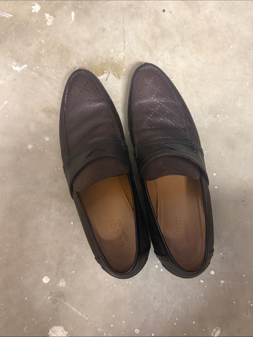 Gucci Brown Perforated Leather Slip-On Loafers with Black Strap - Picture 5 of 8